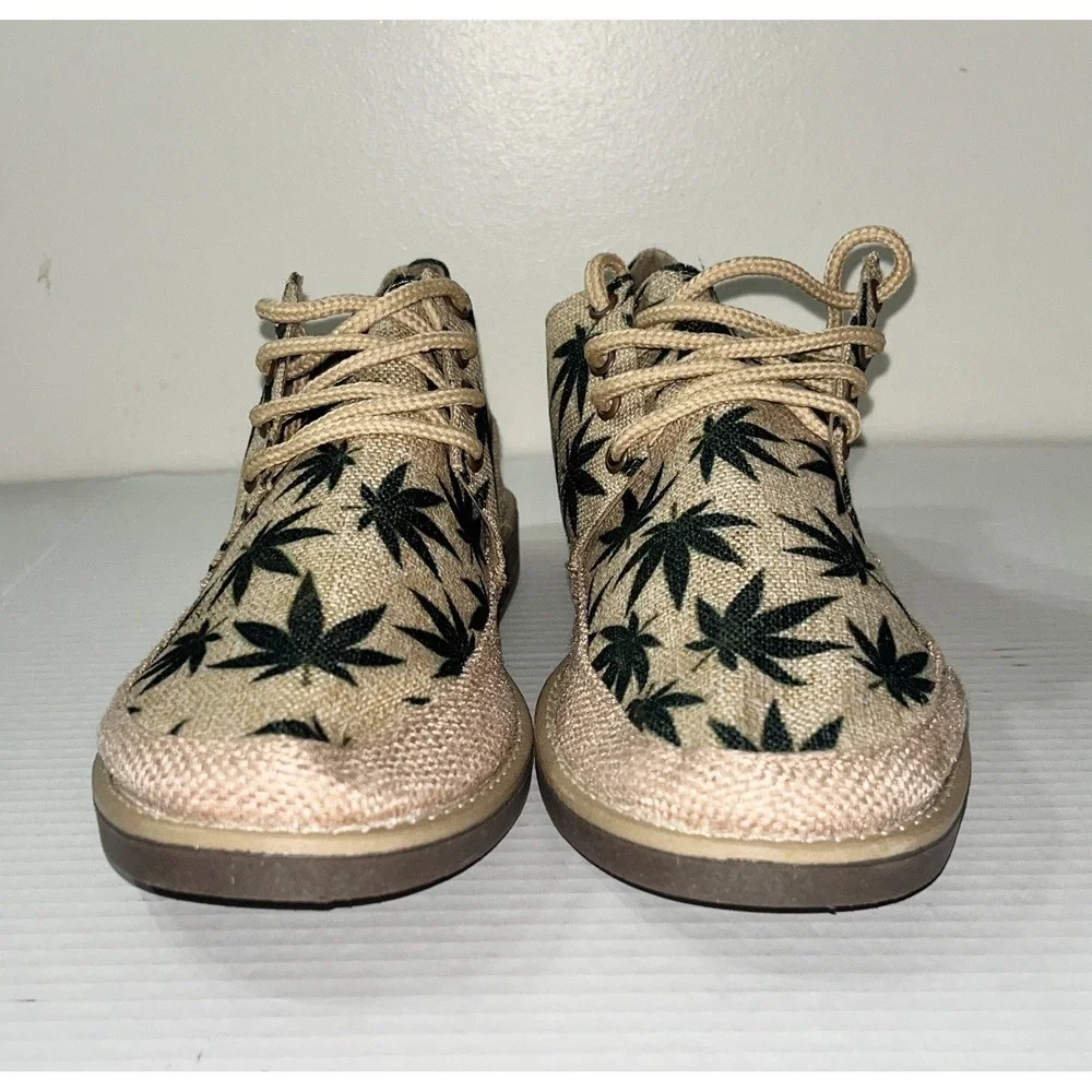 NWOB Weed Lace Up Dress Shoes Men's‎ 11.5 Jute Green Handmade 420 Vacation Humor